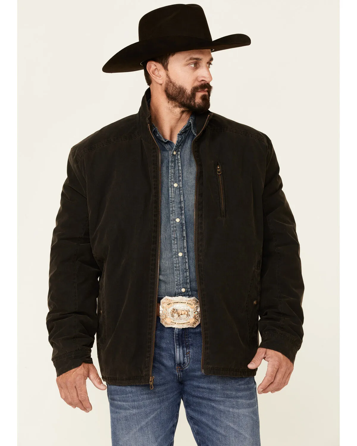 Product Name:  Cripple Creek Men's Coffee Brown Enzyme Washed Storm-Flap Concealed Carry Jacket