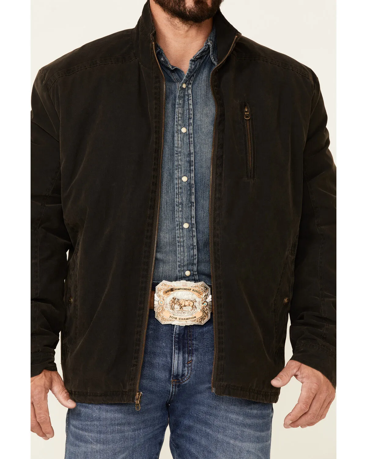 Product Name:  Cripple Creek Men's Coffee Brown Enzyme Washed Storm-Flap Concealed Carry Jacket