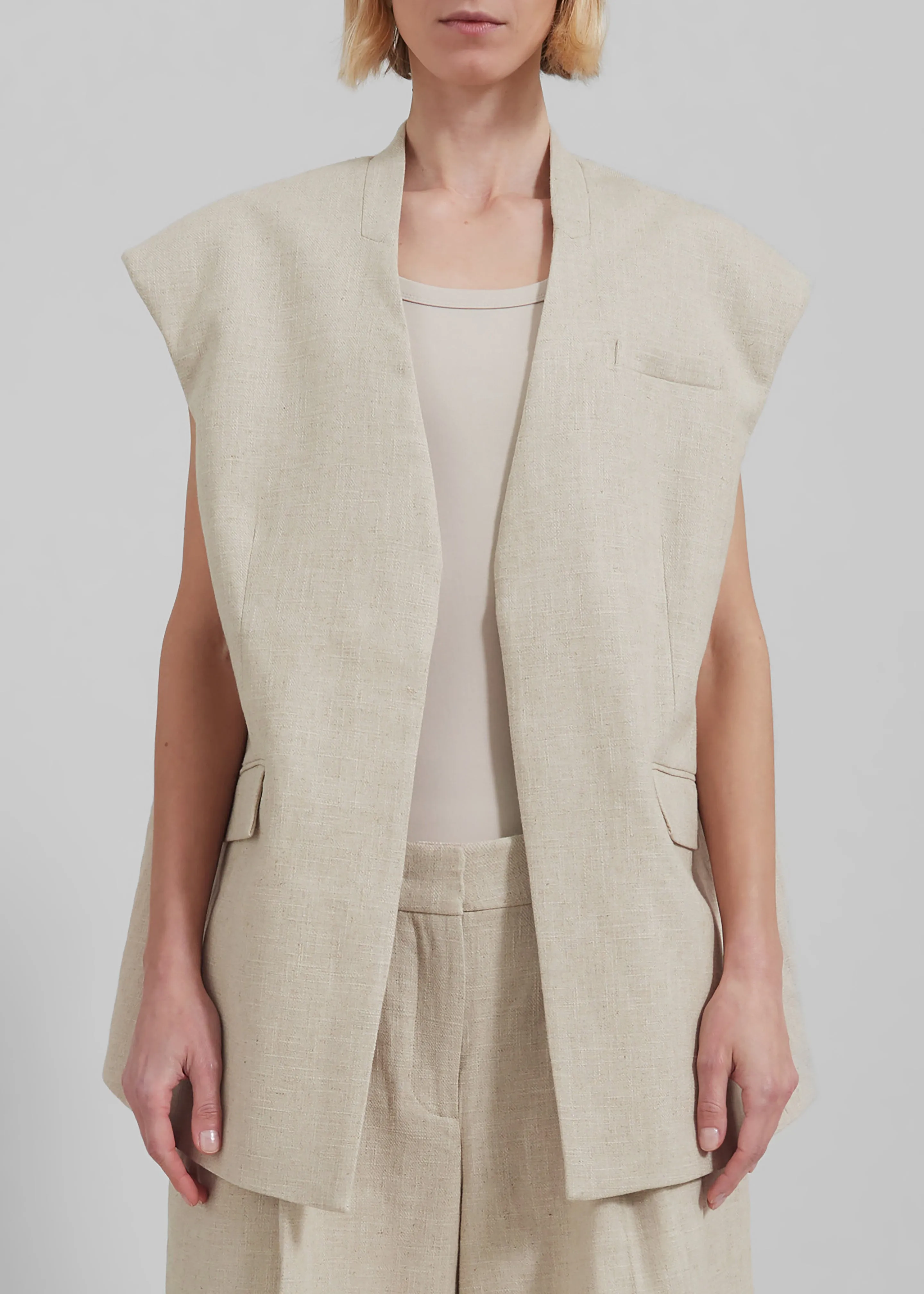 Remain Oversized Vest - Tofu Beige