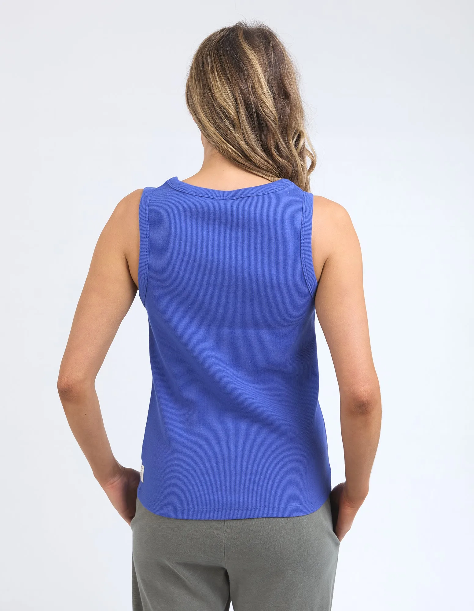 Rib Crew Tank Royal Blue