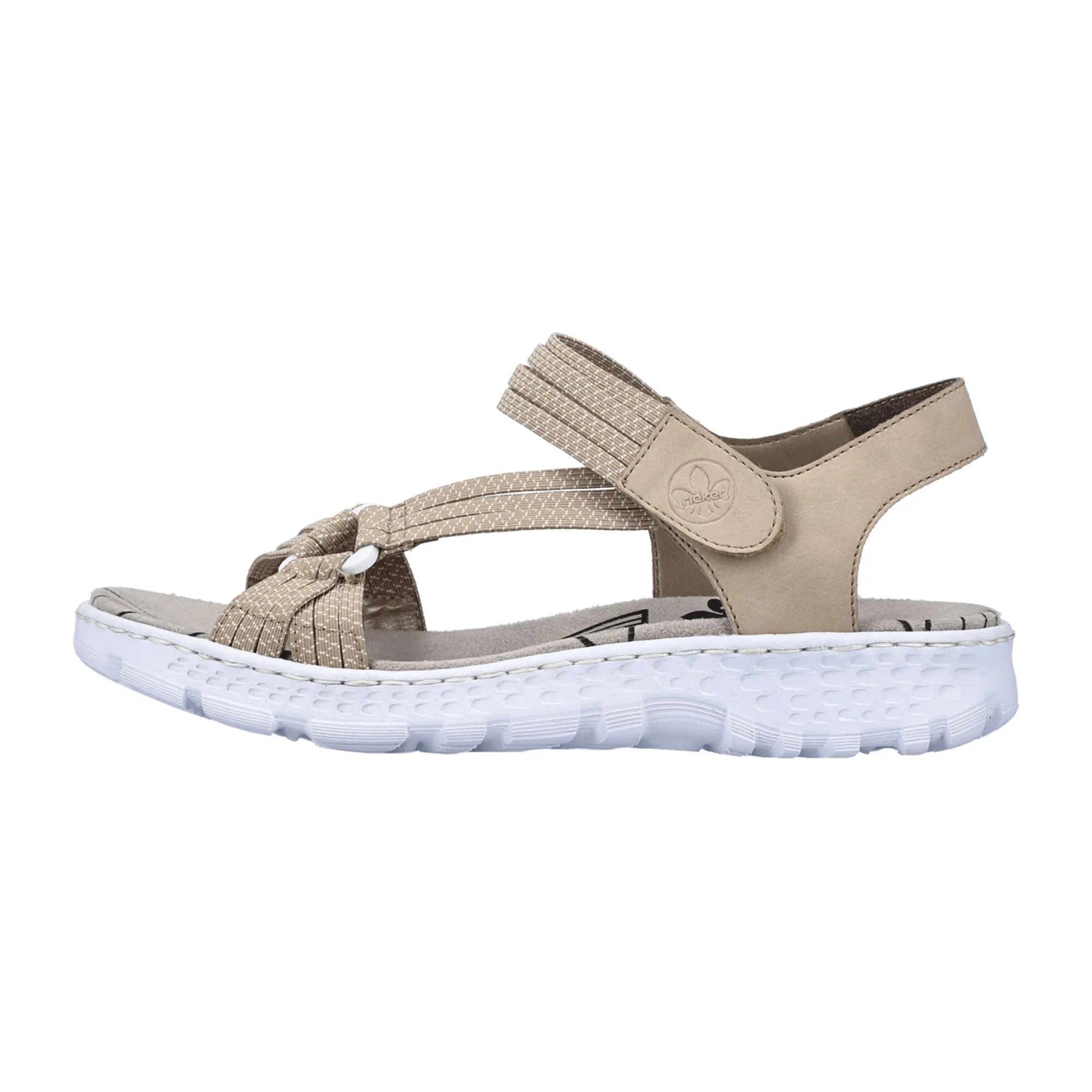 Rieker FSK Beige Women's Sandals with Adjustable Straps and Lightweight Sole