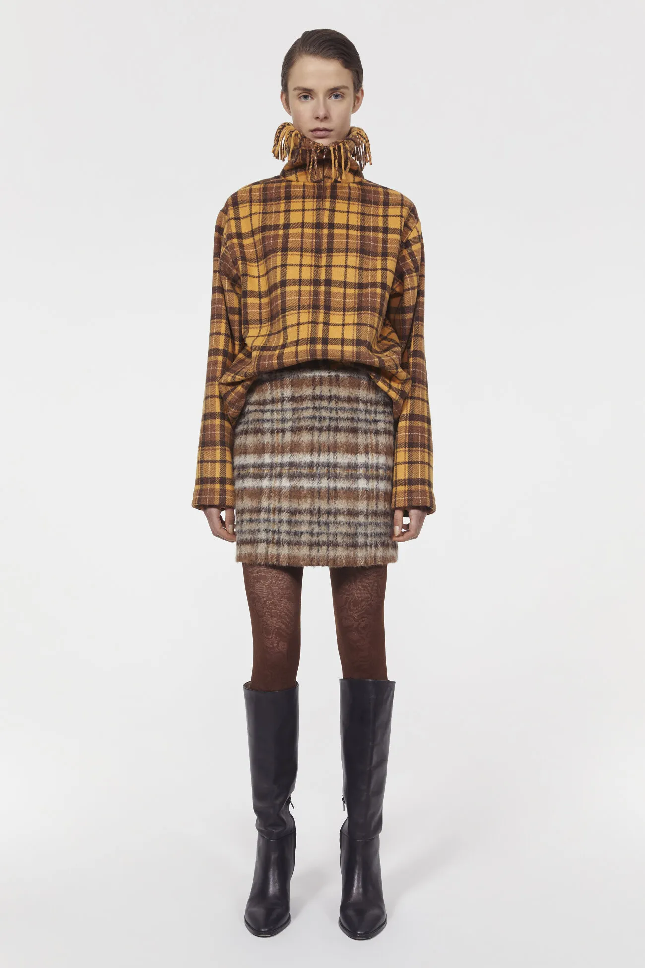 Seine brushed check skirt