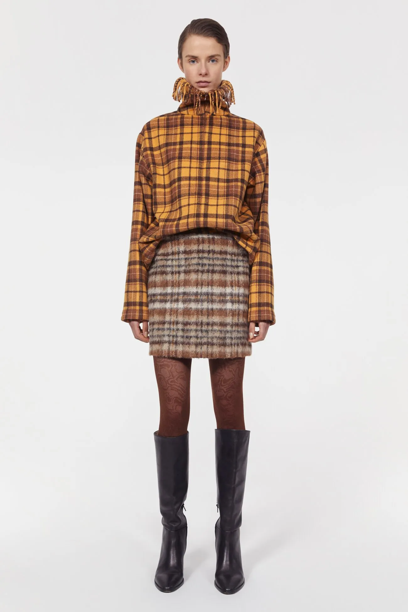 Seine brushed check skirt