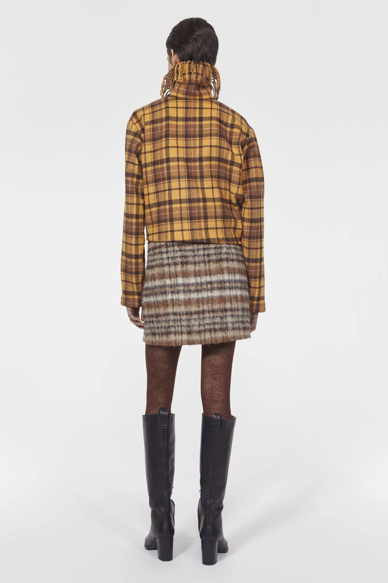 Seine brushed check skirt