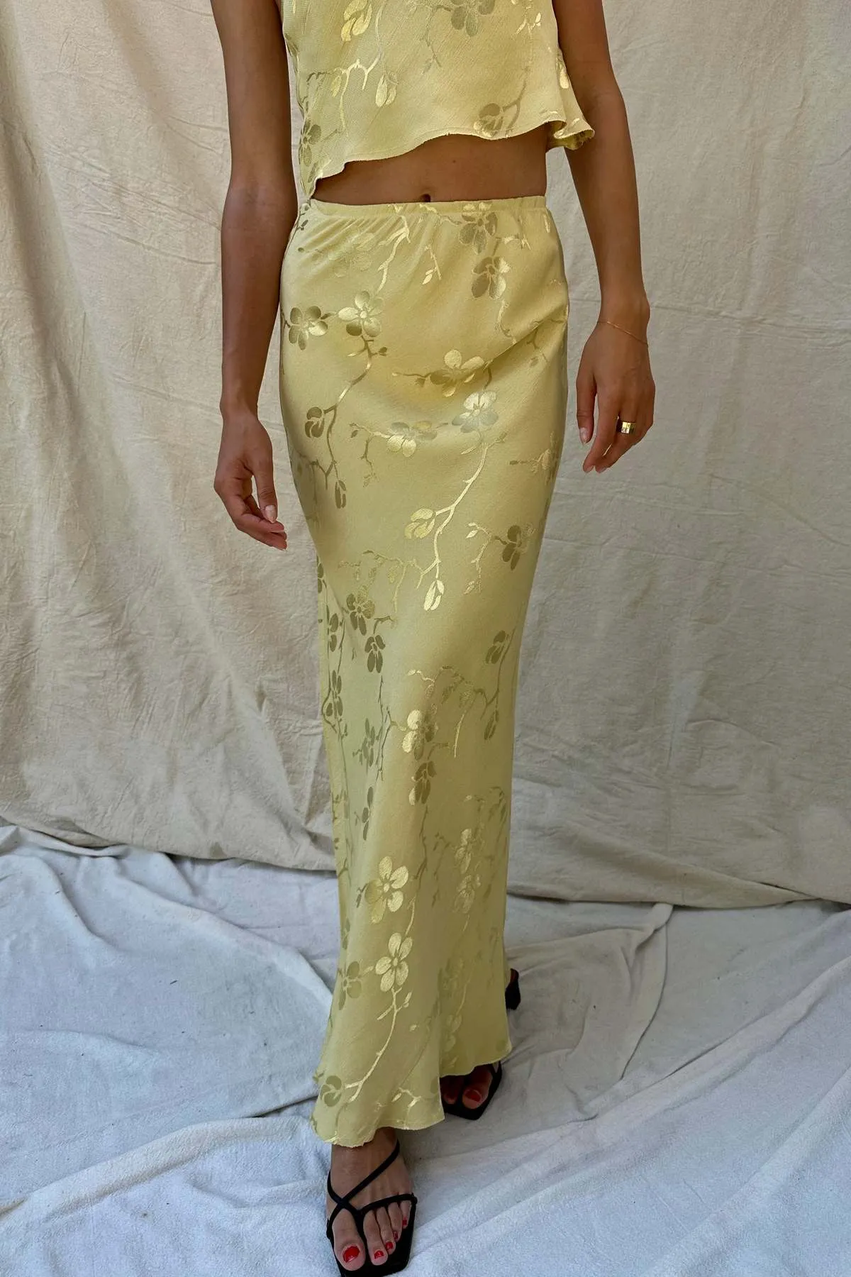 Shani Slip Skirt - Golden Flower