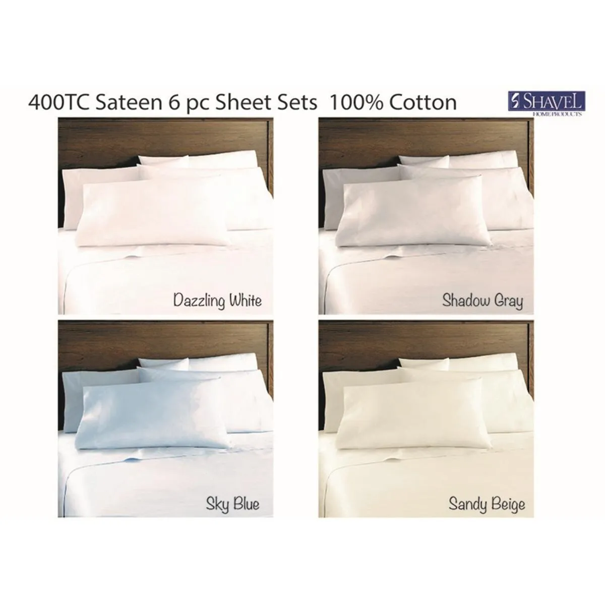 Shavel 400-TC Cotton Sateen Sheet Sets - Cal King