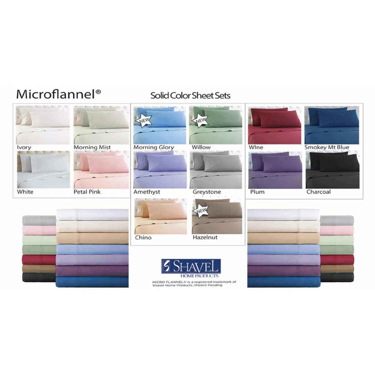 Shavel Micro Flannel Solid Color Sheet Set - Queen