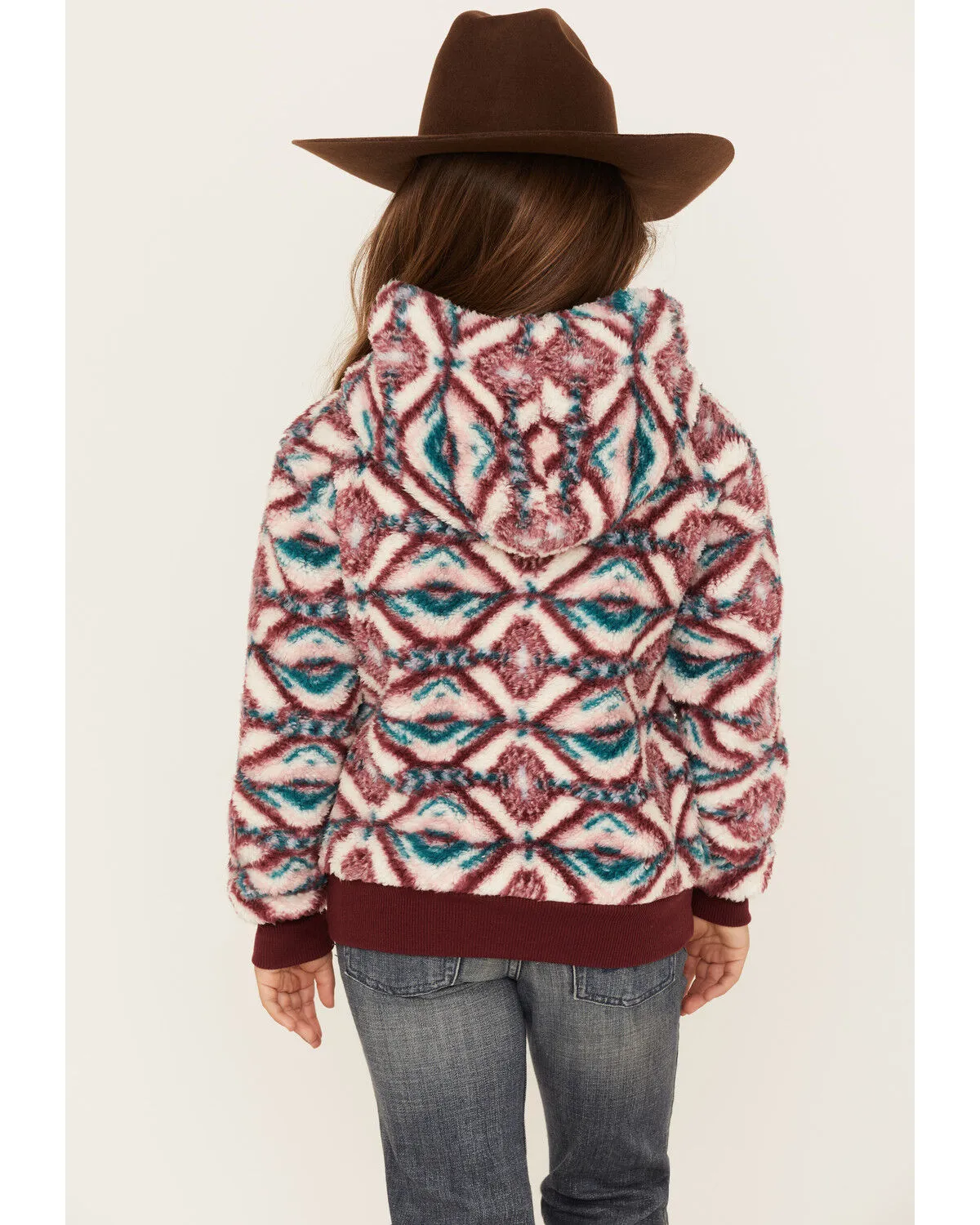 Shyanne Girls' Fuzzy Sherpa Southwestern Print Pullover