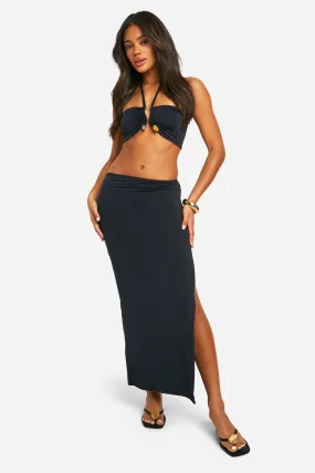 Skirt Co-ords | Halter Bralette & Thigh Split Maxi Skirt | boohoo