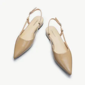 Sleek Slingback Flats (Freya) Beige