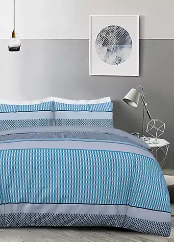 Sleepdown Stripe Geo Duvet Cover Set - Blue | Kaleidoscope