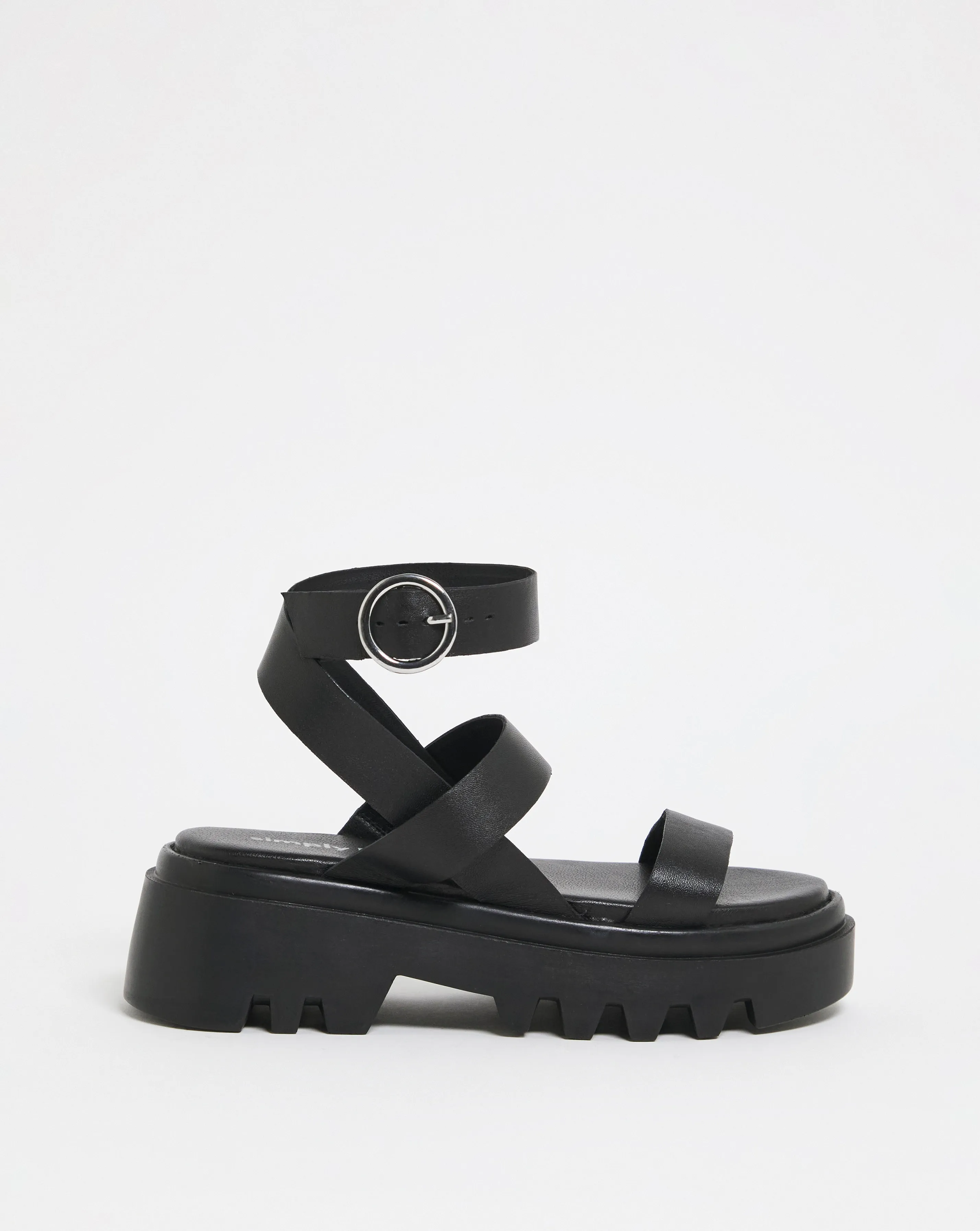 Sundae Leather Chunky Cleated Sandals Wide Fit Simply Comfort | Simply Be