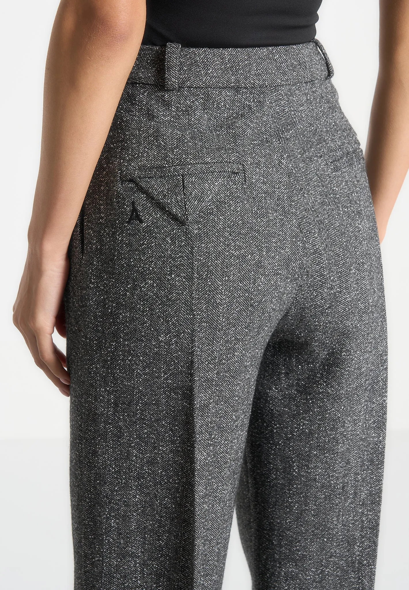 Tailored Twin Pleat Wool Trousers - Grey