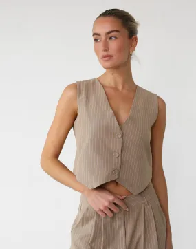 Tiffanie Vest (Beige Pinstripe)