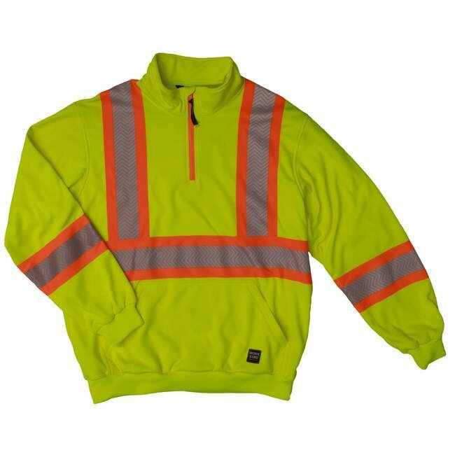 Tough Duck Men's 1/4 Zip Safety Pullover in Fluorescent Green