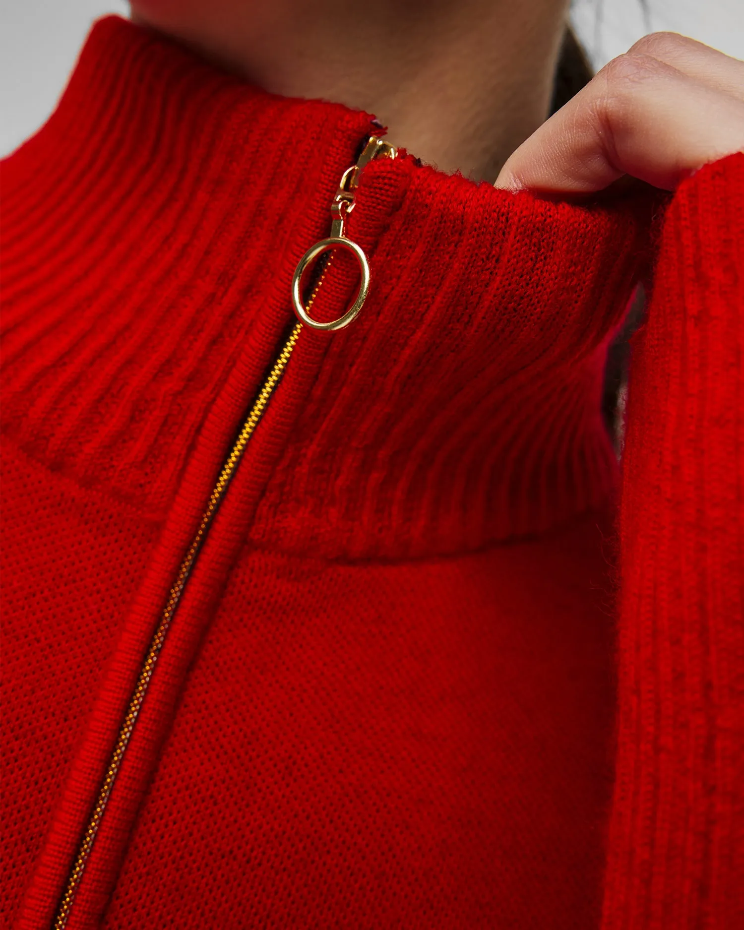 Women's red zip-up turtleneck We Norwegians Hafjell 1755-20