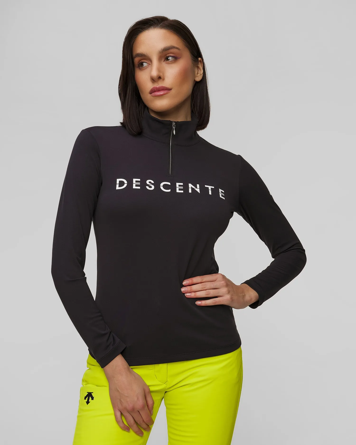 Women's ski turtleneck Descente Chest Logo DWWYGB30-blk