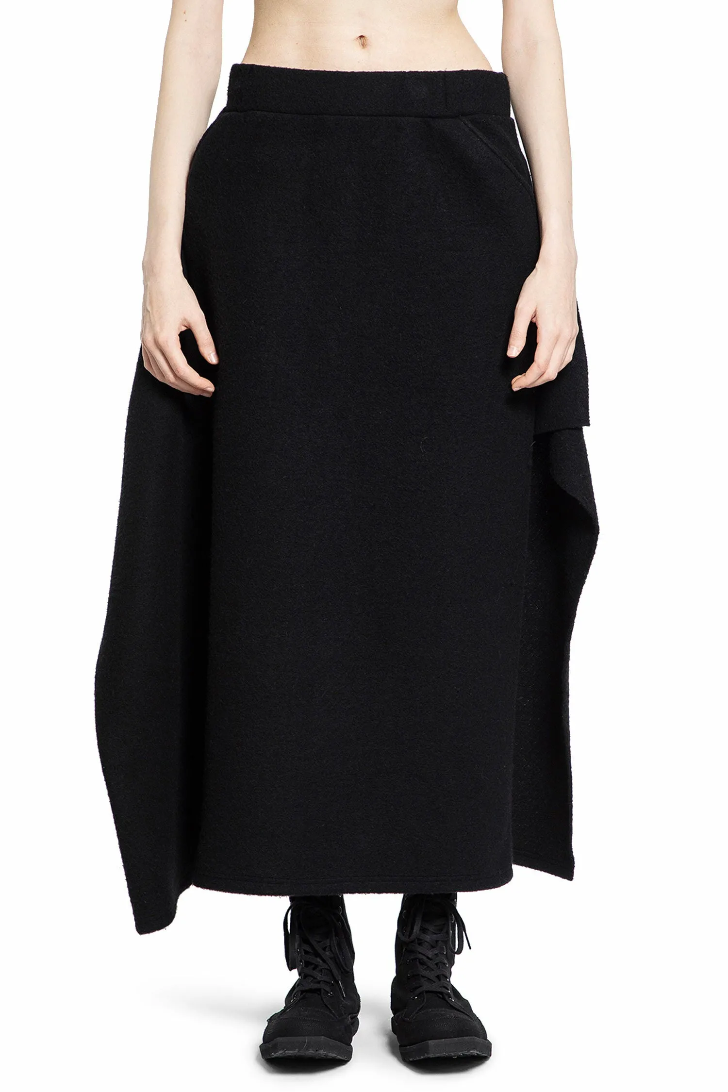 yohji yamamoto drape detail skirt