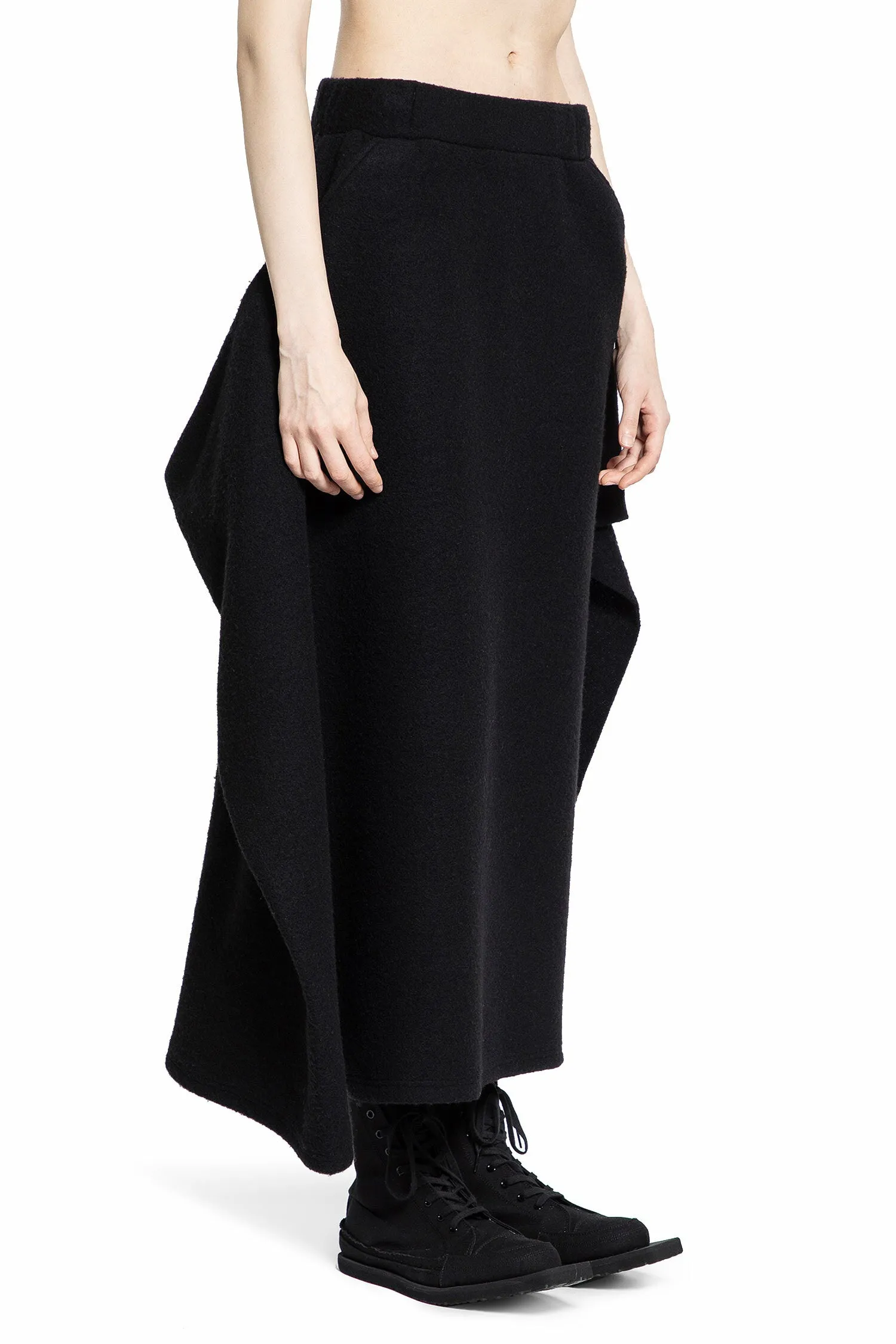 yohji yamamoto drape detail skirt