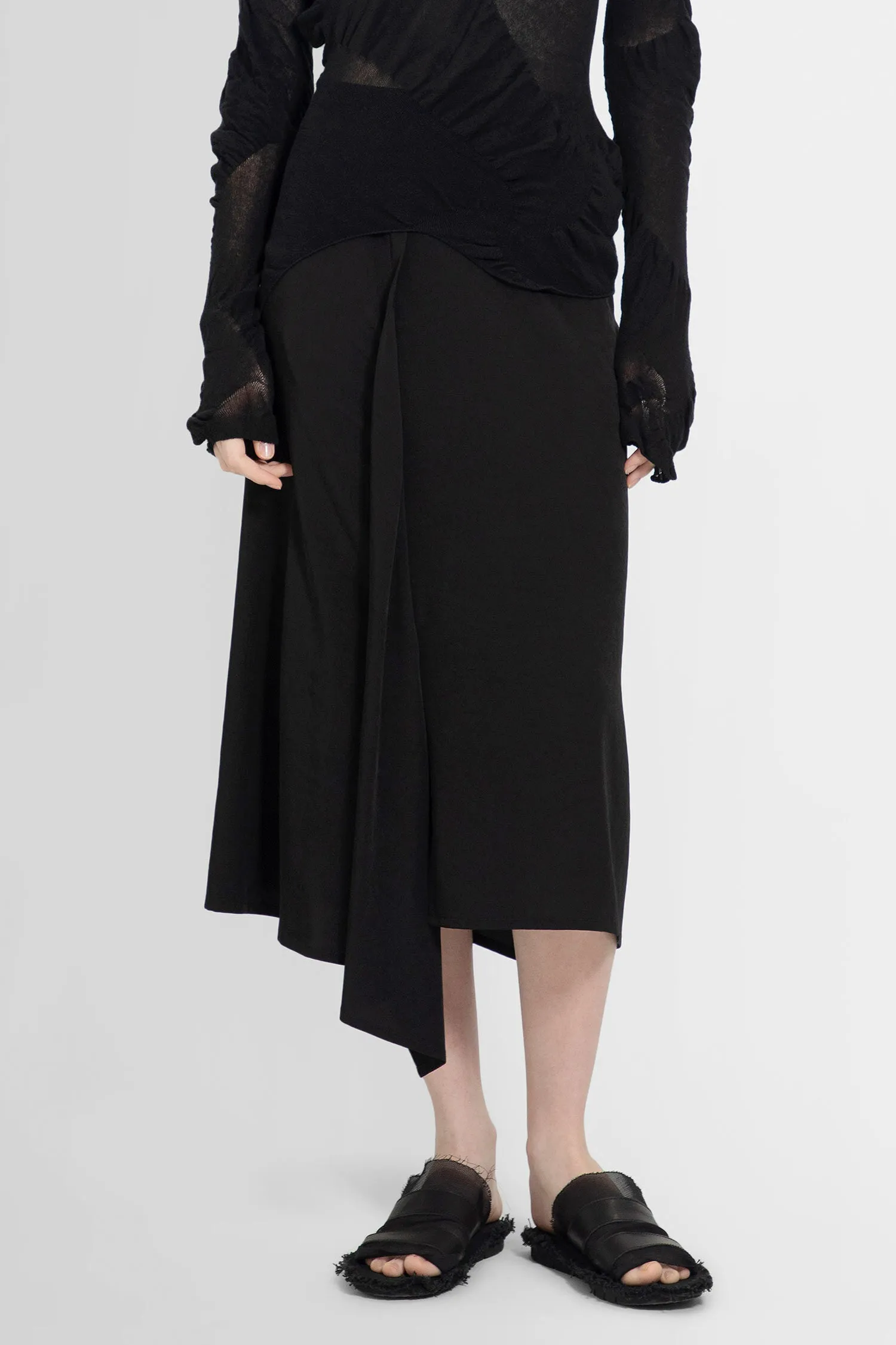 yohji yamamoto tucked skirt