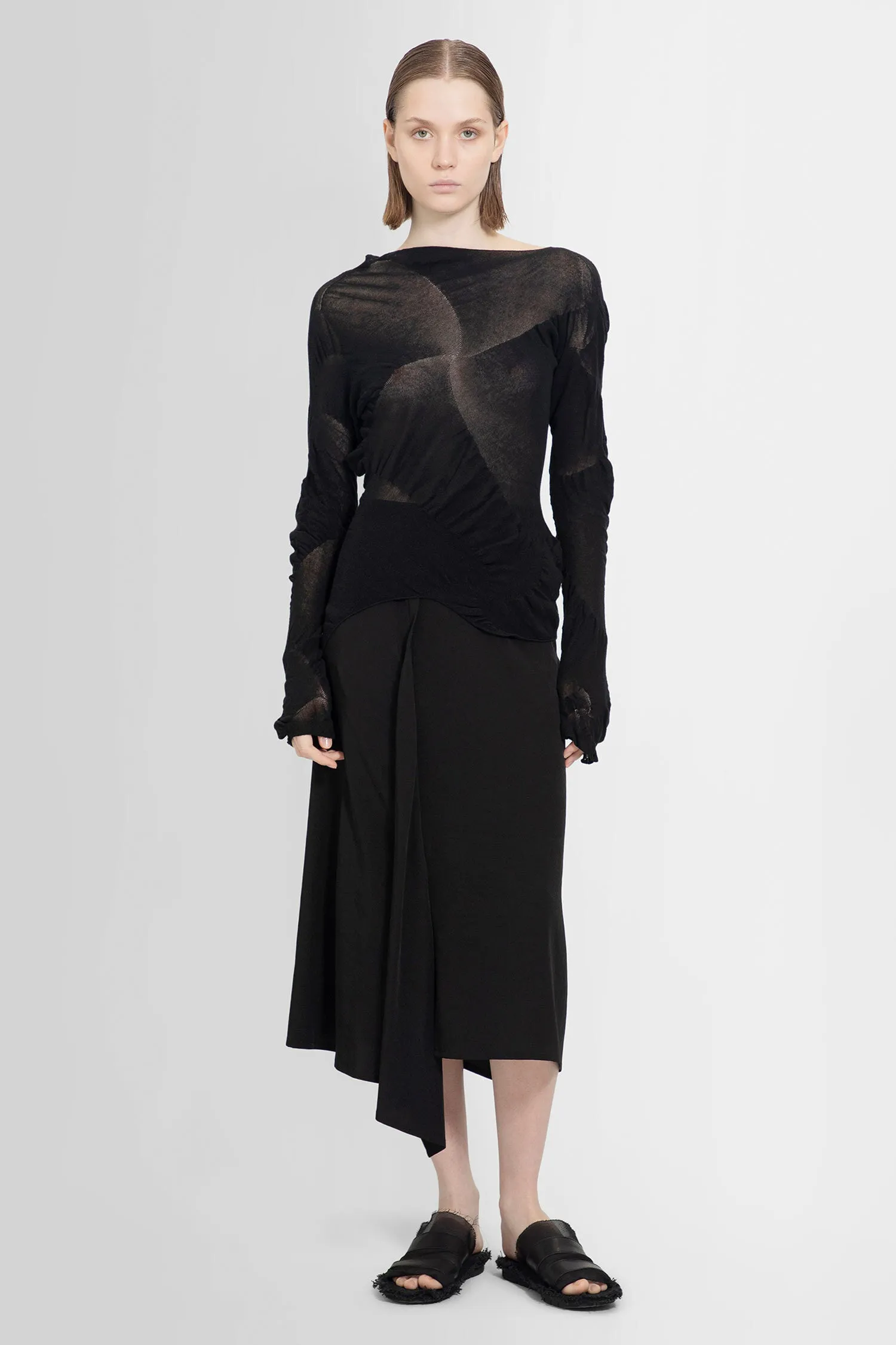 yohji yamamoto tucked skirt